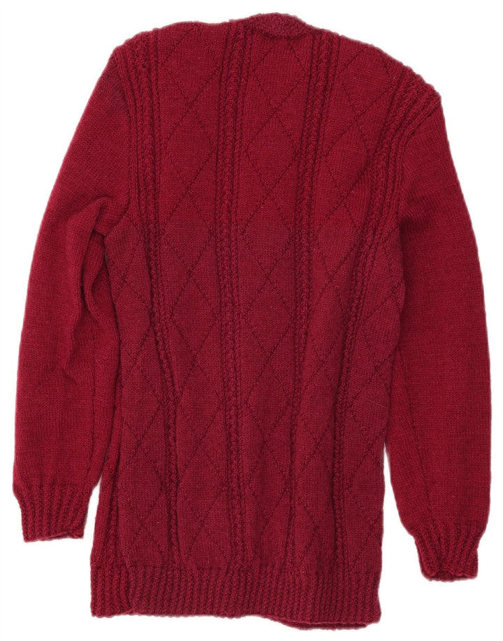 Maglione cardigan da donna VINTAGE UK 8 piccolo bordeaux