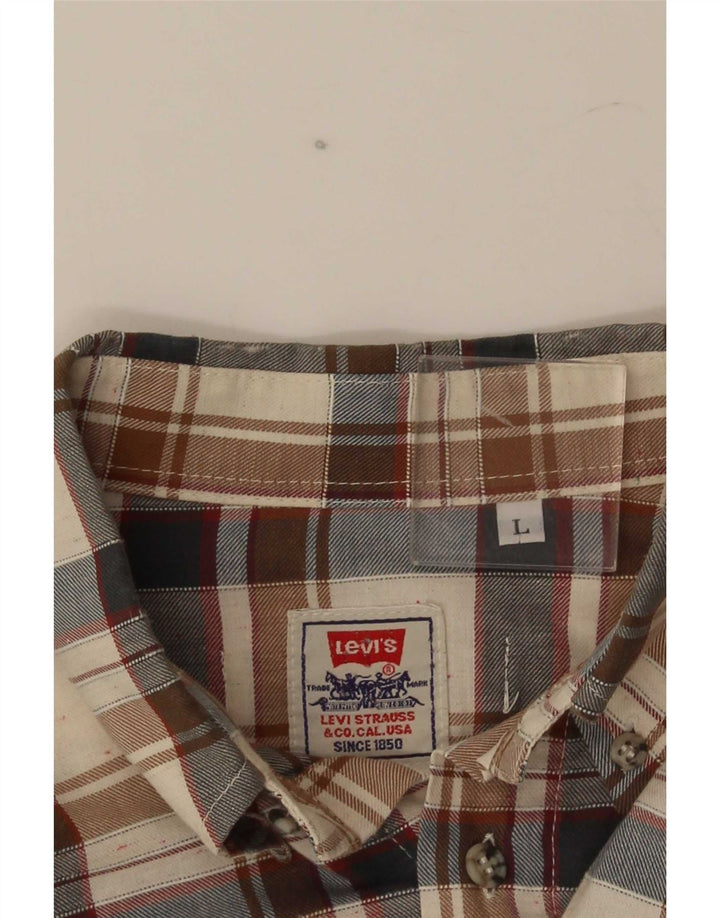 Camicia in flanella da uomo Levi's a quadri beige grande