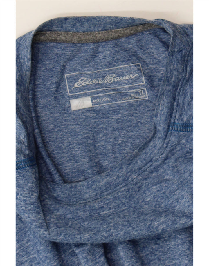EDDIE BAUER Mens T-Shirt Top Large Blue Flecked Polyester Vintage Eddie Bauer and Second-Hand Eddie Bauer from Messina Hembry 