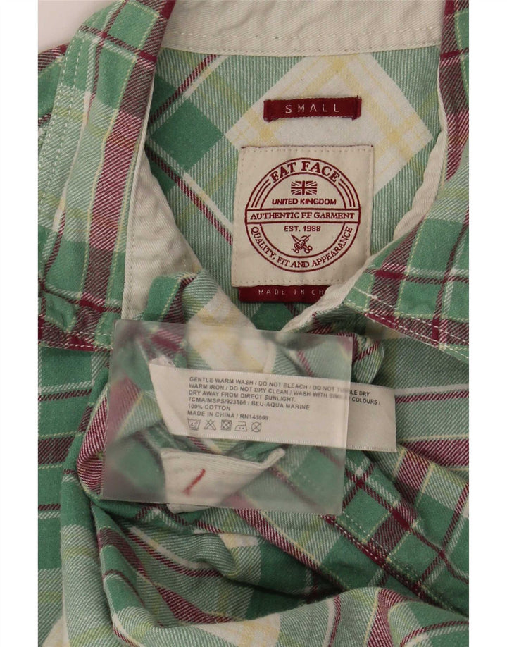 Camicia in flanella da uomo Fat Face piccola in cotone scozzese verde