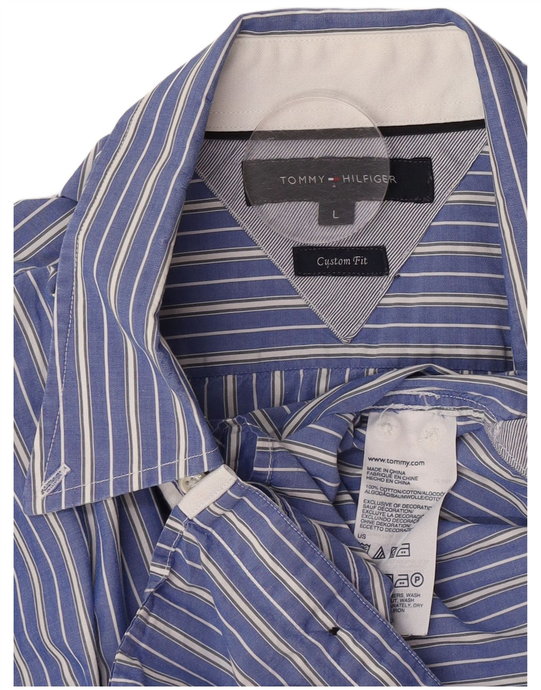 Camicia da uomo su misura Tommy Hilfiger, cotone a righe grandi blu