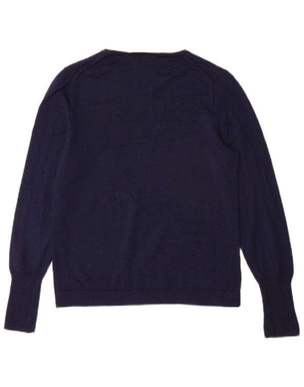 Maglione maglione con scollo a barca da donna J. Crew UK 10 piccolo blu navy
