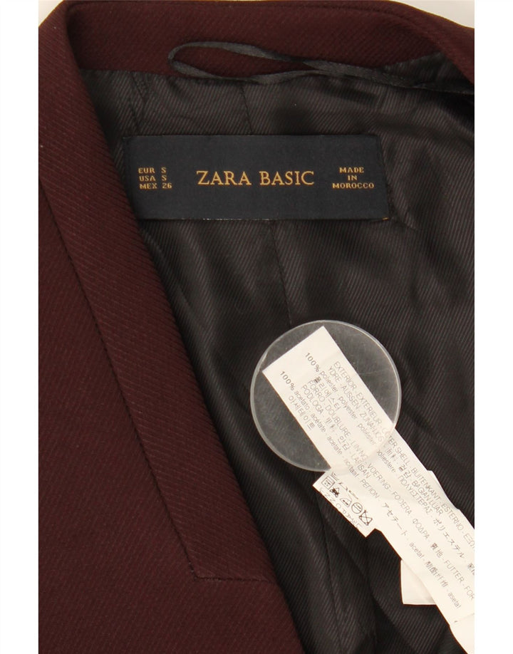 Gilet aperto da donna ZARA UK 10 piccolo marrone poliestere
