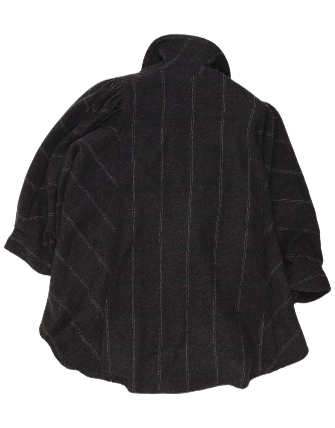 Cappotto poncho vintage da donna, taglia unica, in acrilico a righe grigie