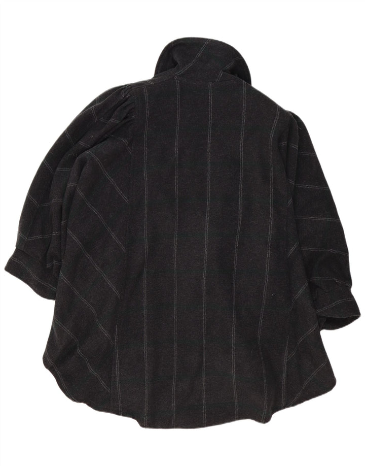 Cappotto poncho vintage da donna, taglia unica, in acrilico a righe grigie