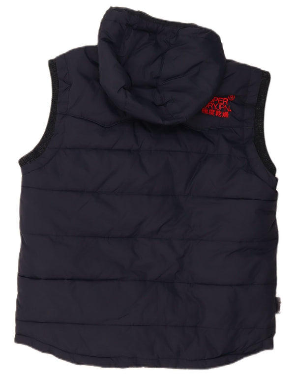 Gilet imbottito con cappuccio da uomo Superdry UK 42 XL poliestere blu navy