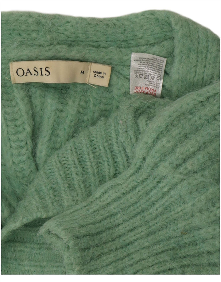 Maglione cardigan vestibilità ampia da donna Oasis UK 14 Poliestere verde medio