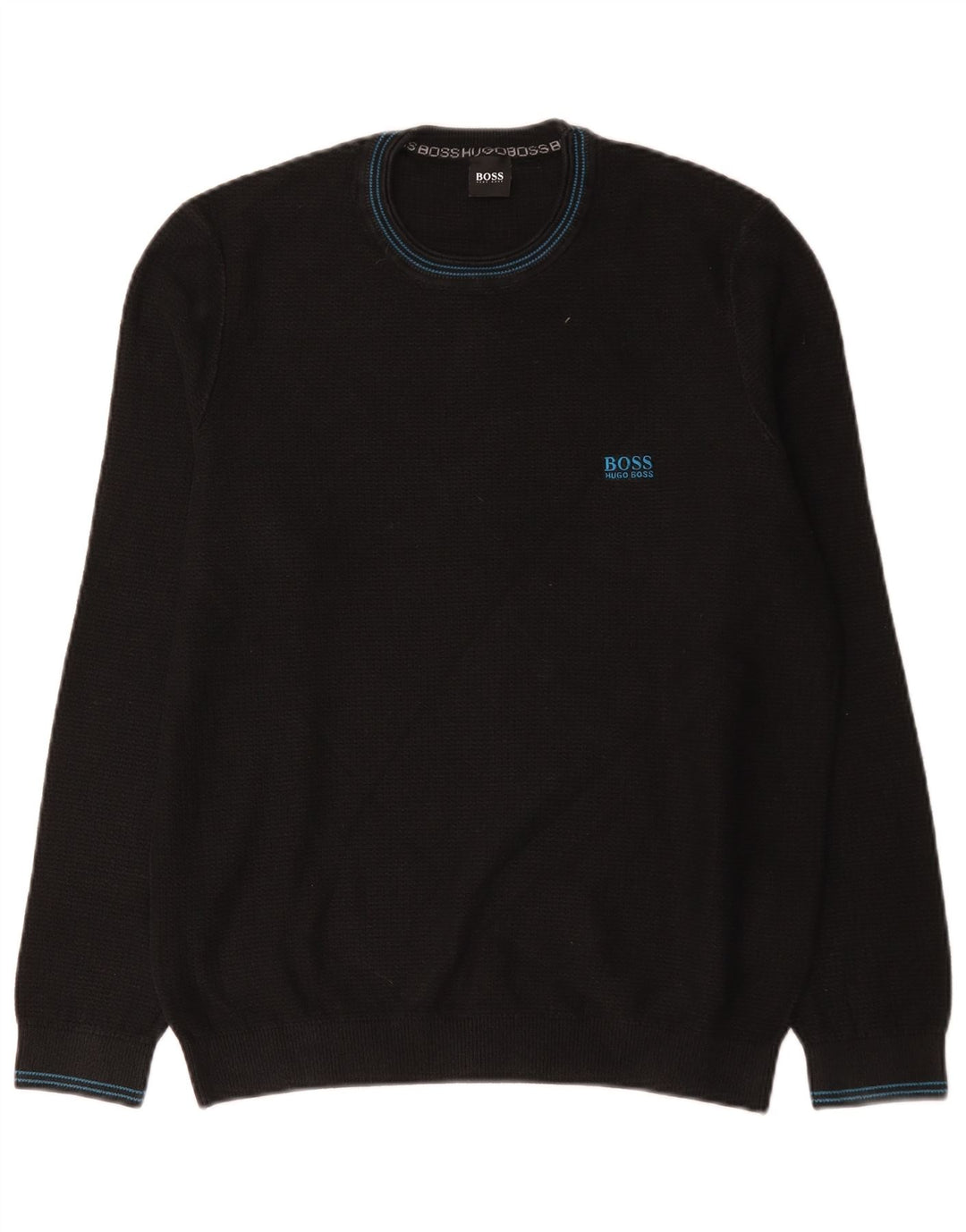 Maglione maglione girocollo da uomo Hugo Boss grande cotone nero