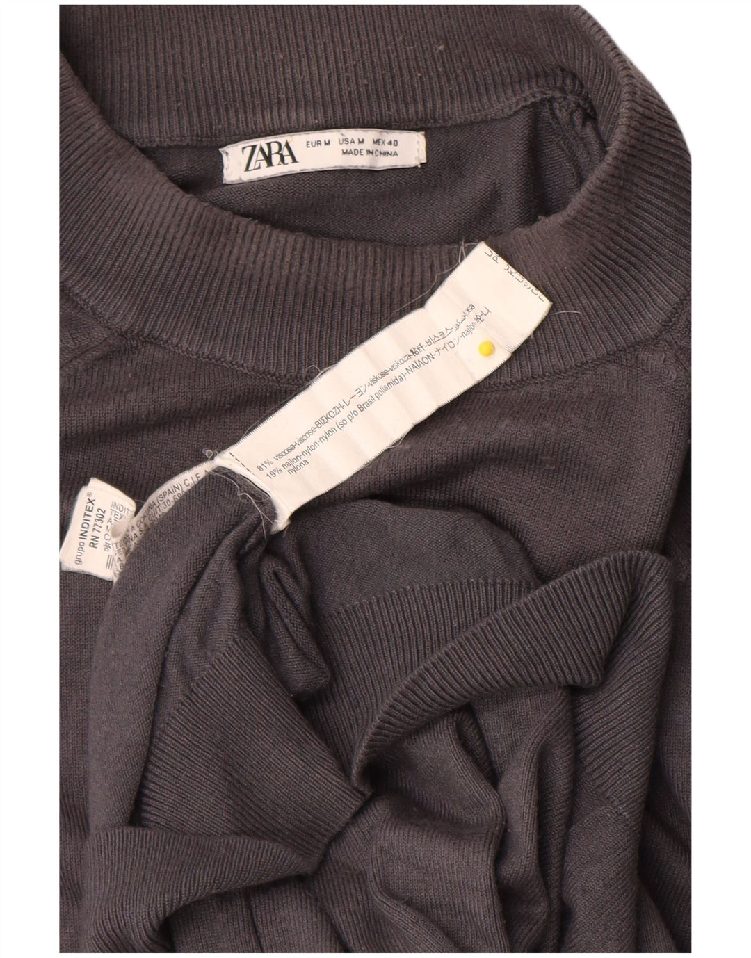 Maglione Zara da uomo girocollo in viscosa grigio medio
