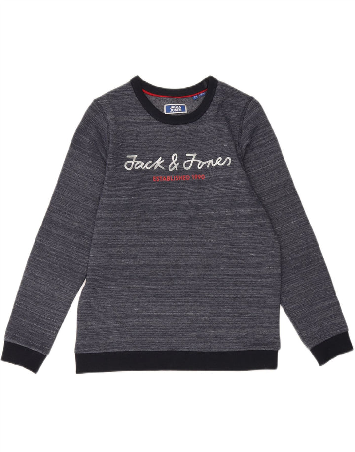JACK & JONES Boys Sweatshirt Jumper 13-14 Years Navy Blue Pinstripe