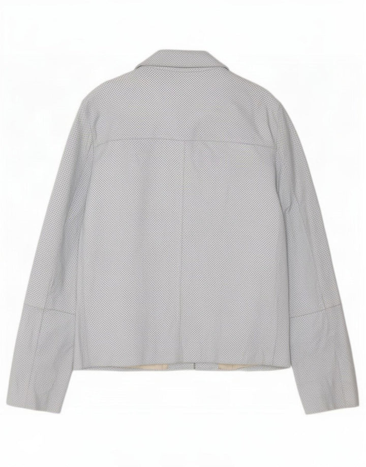 Giacca in pelle da donna Marella UK 16 grande blu maculato