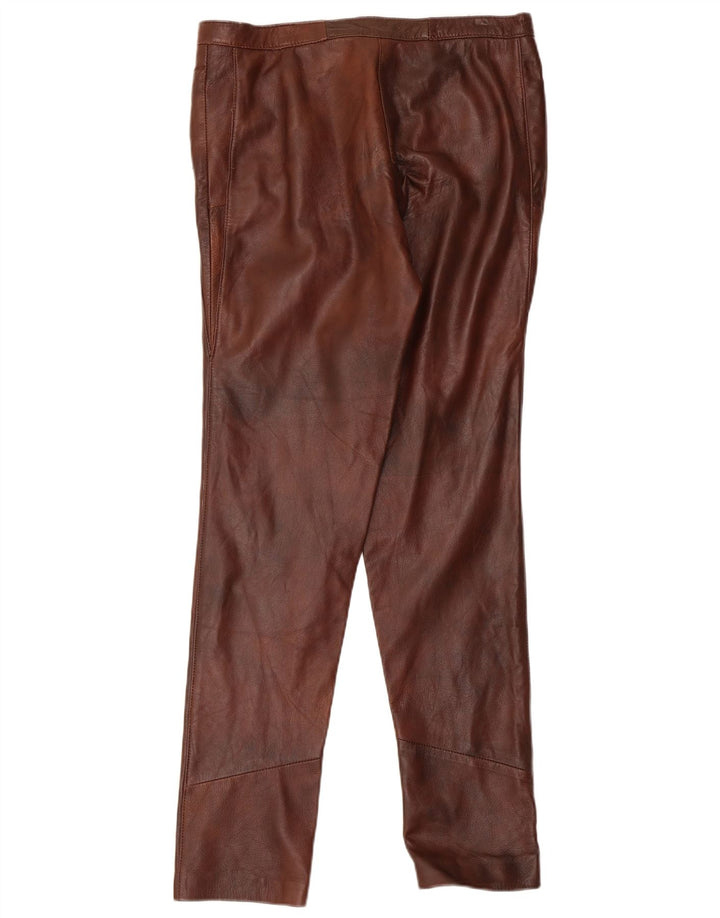 Pantaloni slim in pelle vintage da donna W32 L31 Marrone
