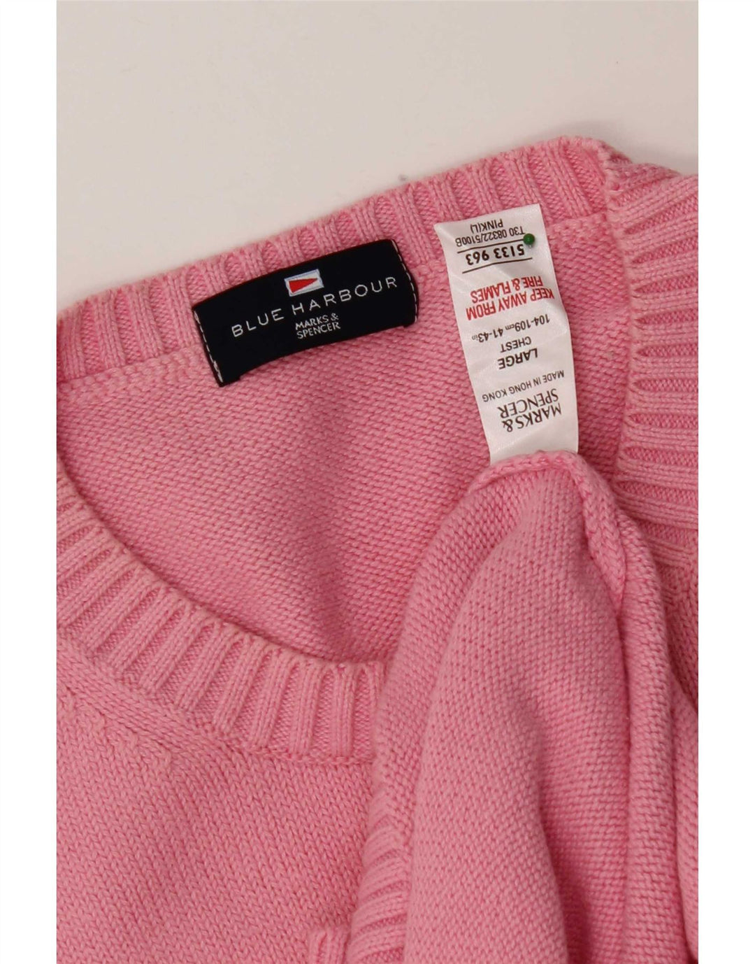 Maglione maglione girocollo da uomo Marks & Spencer blu Harbour grande rosa