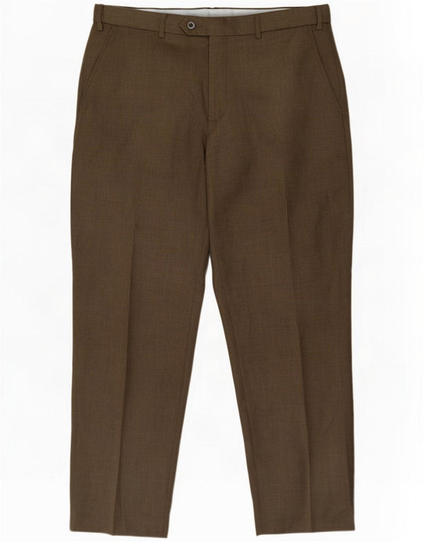 Pantaloni da abito dritti da uomo Marks & Spencer W36 L31 Poliestere beige
