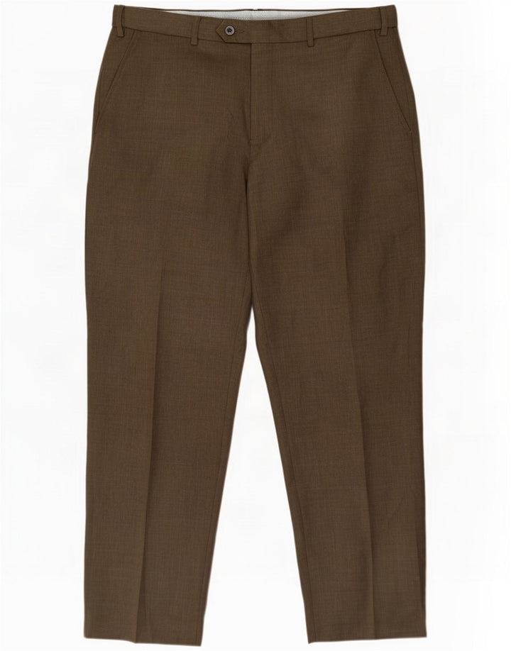 Pantaloni da abito dritti da uomo Marks & Spencer W36 L31 Poliestere beige