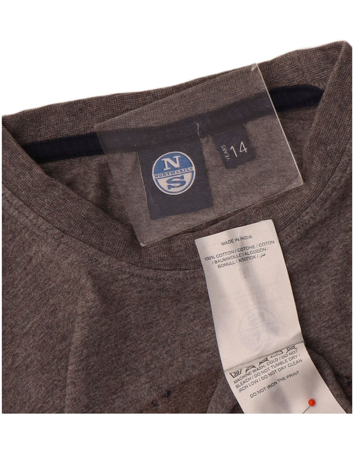 Top grafico da bambino North Sails a maniche lunghe 13-14 anni in cotone grigio