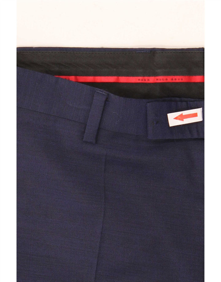 Pantaloni da abito dritti da uomo Hugo Boss W32 L31 Blu Navy