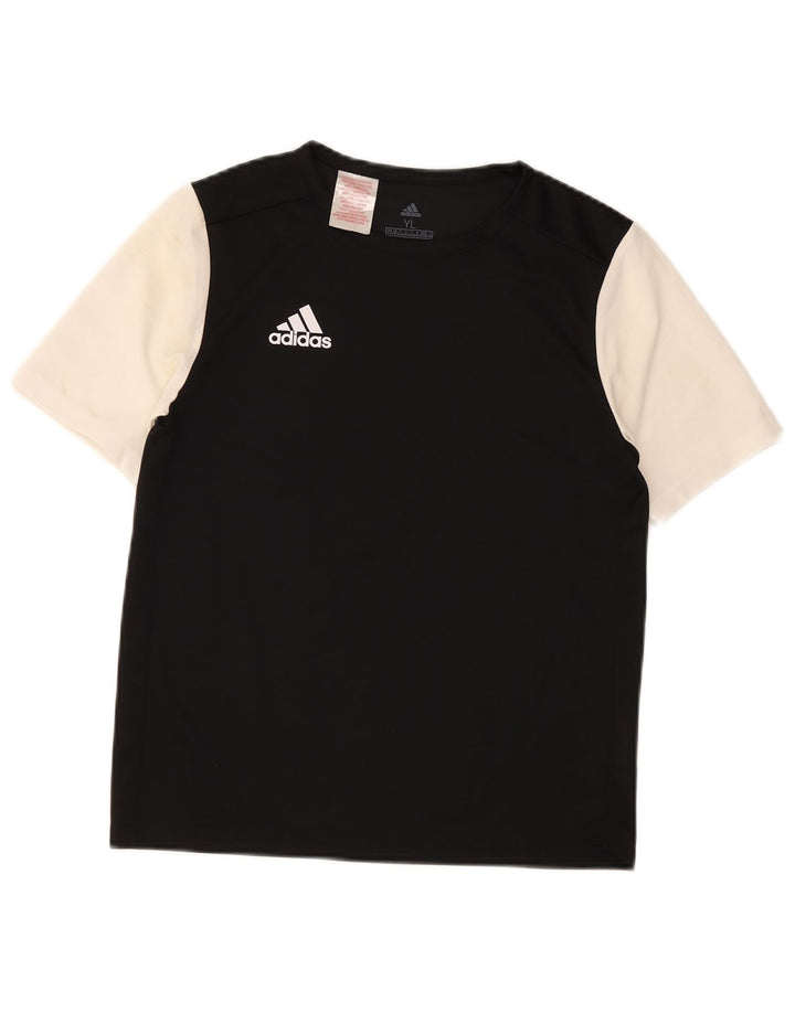 Maglietta Adidas da ragazzo, 13-14 anni, in poliestere color block nero