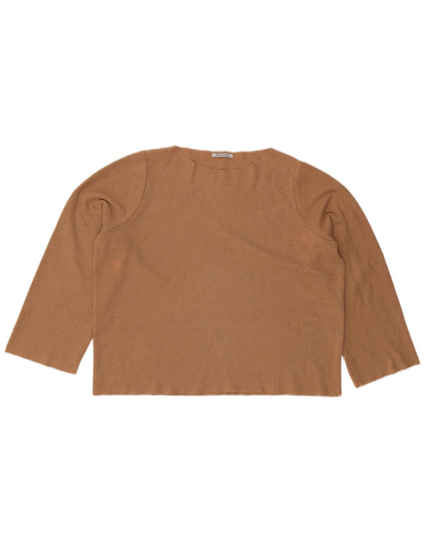 Zara Trafaluc Top oversize da donna a maniche lunghe UK 14 Cotone beige medio
