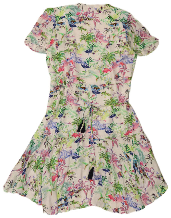 Guess Abito avvolgente da donna UK 12 Medio multicolore floreale hawaiano