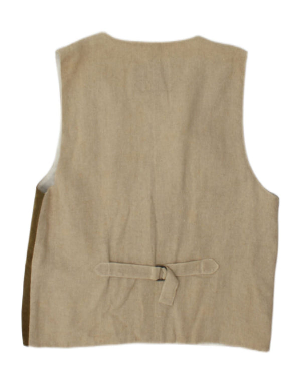 Gilet vintage da uomo in pelle scamosciata EU 48/50 in pelle color block color kaki medio