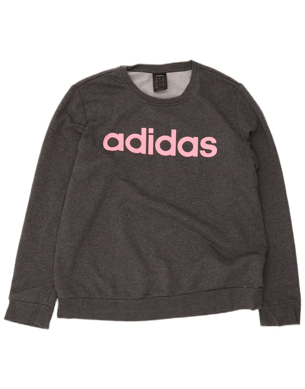 Felpa grafica da donna Adidas Jumper UK 20/22 XL Cotone grigio