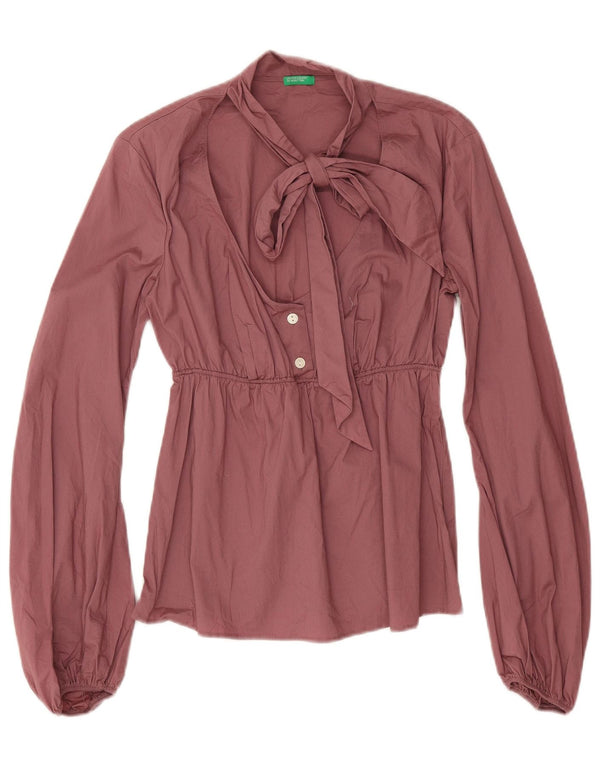 Camicetta a maniche lunghe con allacciatura frontale da donna Benetton Top UK 10 Small Rosa