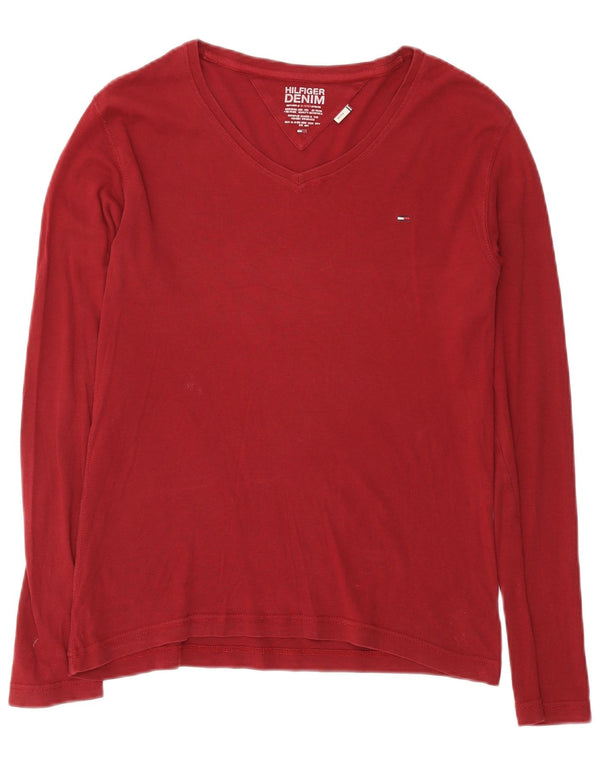 Tommy Hilfiger Uomo Top Manica Lunga UK 14 Medio Borgogna Cotone