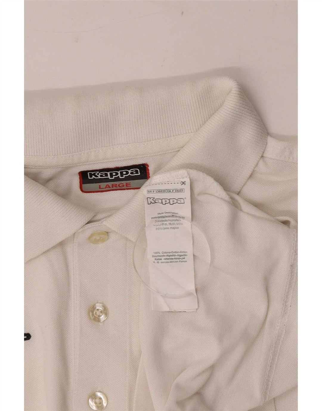 Polo Kappa Uomo Large Bianca In Cotone