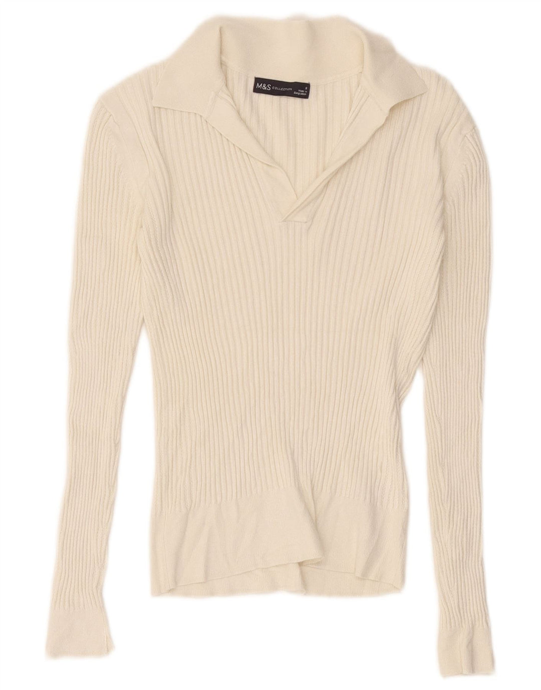 Maglione a collo alto da donna Marks & Spencer UK 8 piccolo in viscosa bianca