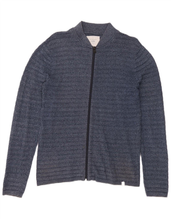 Maglione cardigan da uomo Jack & Jones piccolo a righe blu navy