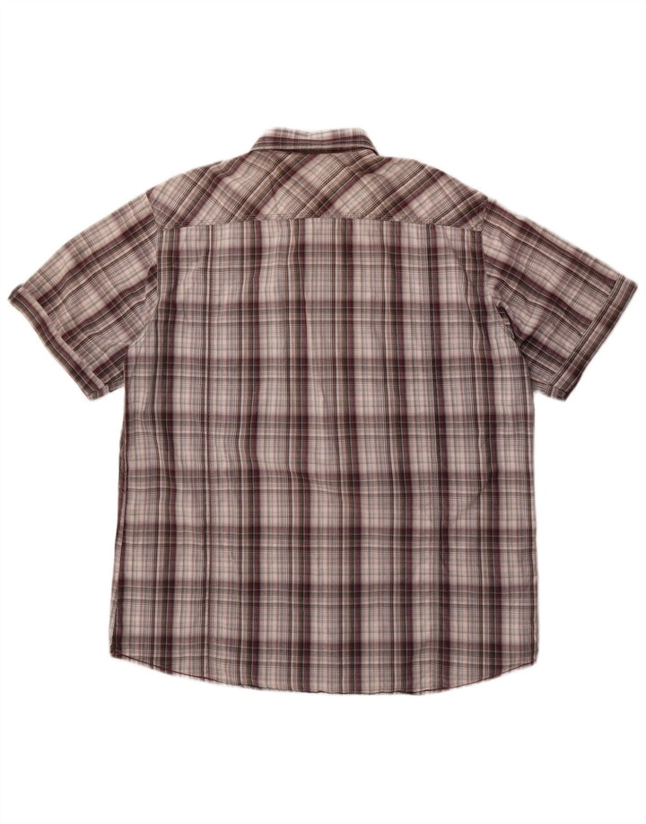 Angelo Litrico Camicia da uomo a maniche corte taglia 41/42 a quadri grigi grandi