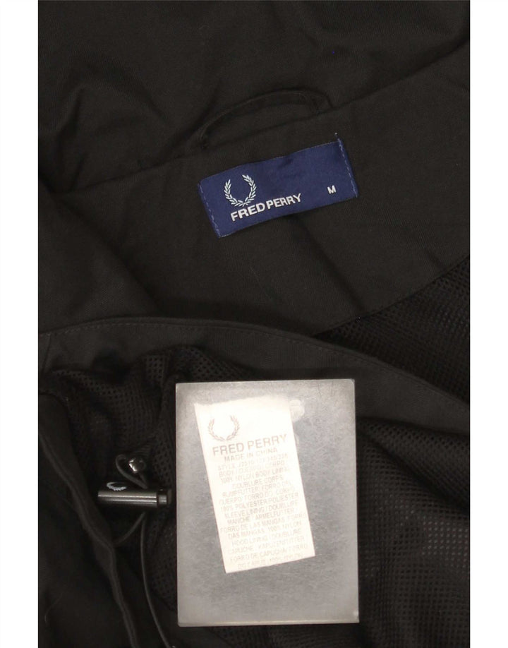 Giacca antipioggia da uomo con cappuccio Fred Perry UK 38 nylon nero medio