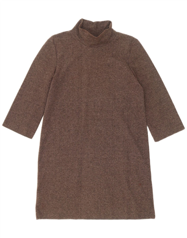Abito maglione Zara da donna con maniche a 3/4 UK 10 piccolo poliestere marrone
