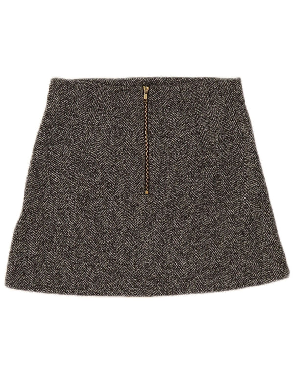 Gonna a trapezio da donna Topshop UK 10 piccola W28 cotone grigio a spina di pesce