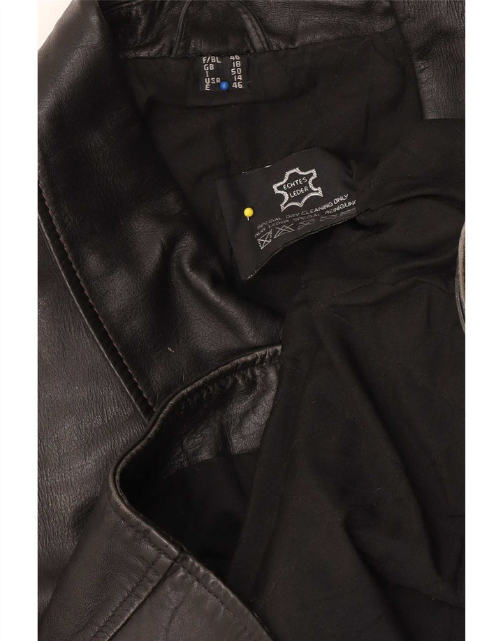 Giacca in pelle vintage da donna UK 18 XL in pelle nera