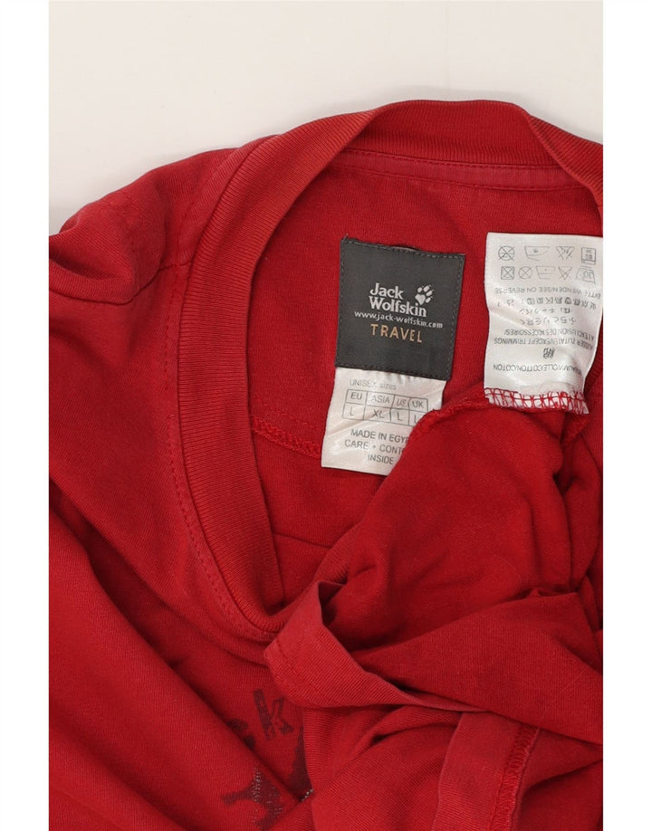 T-shirt grafica da uomo Jack Wolfskin Top grande in cotone rosso