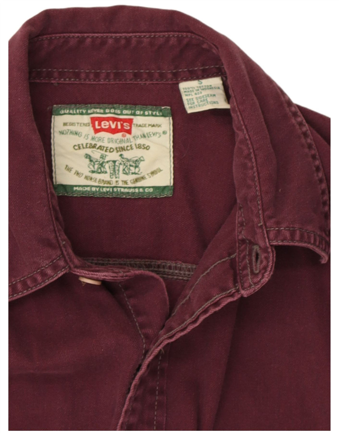 Camicia di jeans da uomo Levi's piccola in cotone bordeaux
