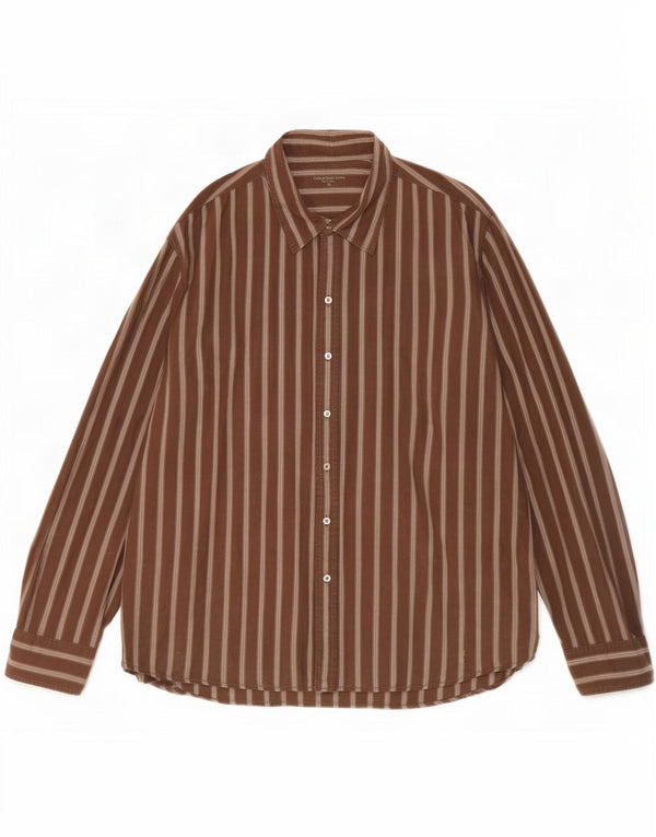 Camicia da uomo Calvin Klein Jeans 2XL cotone a righe marrone