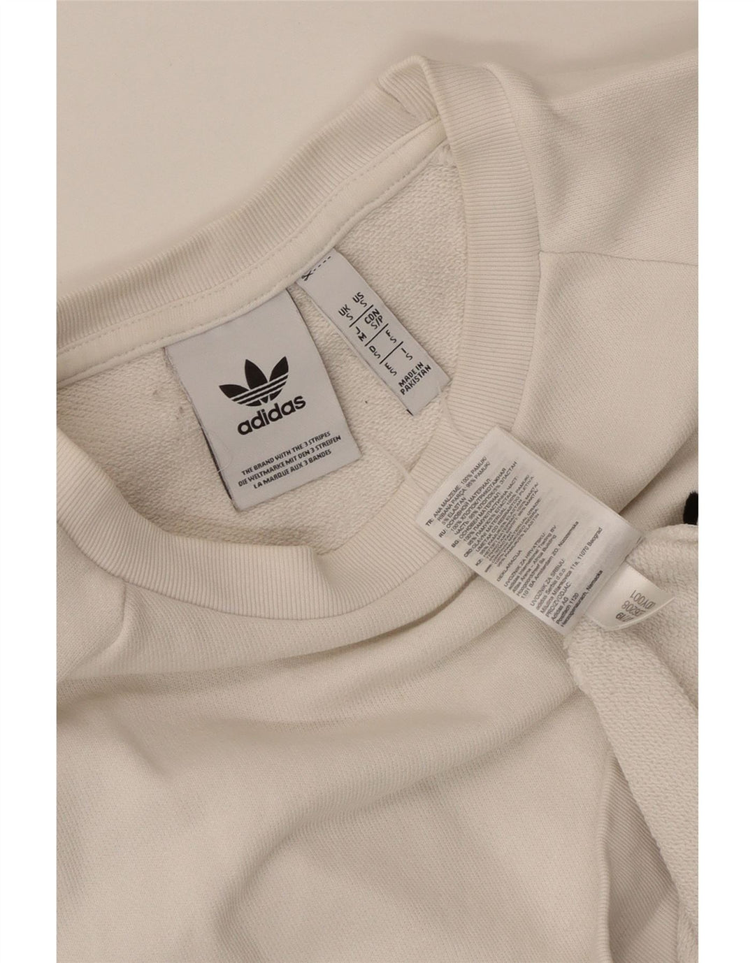 Felpa oversize da donna Adidas UK 10 piccola in cotone bianco
