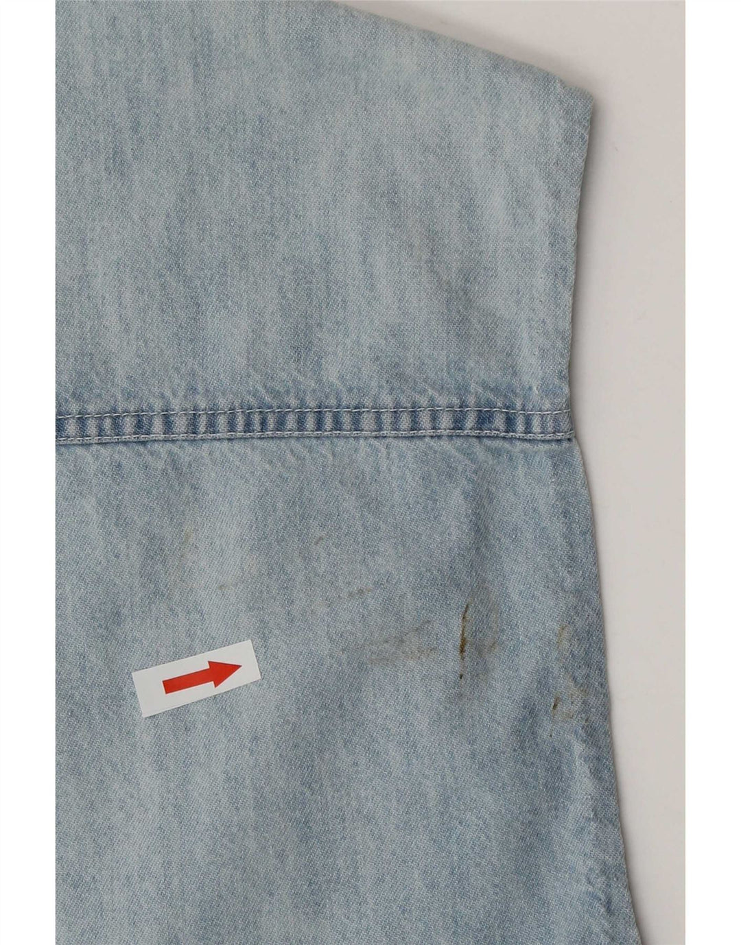 Camicia di jeans senza maniche da uomo Wampum grande patchwork blu