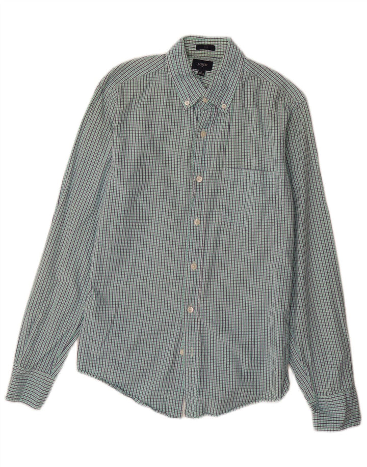J. CREW Camicia slim da uomo in cotone a quadri verdi piccoli
