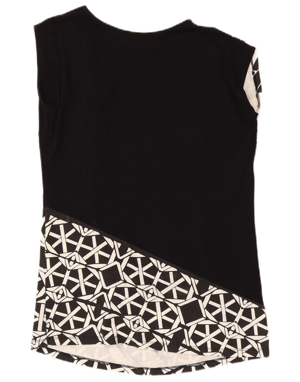 Desigual Donna Canotta Top UK 14 Large Nero Viscosa geometrica
