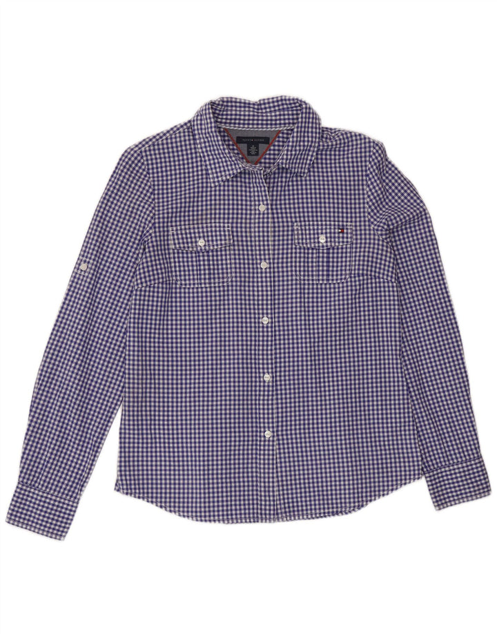 Camicia da donna Tommy Hilfiger UK 12 cotone a quadretti blu medio