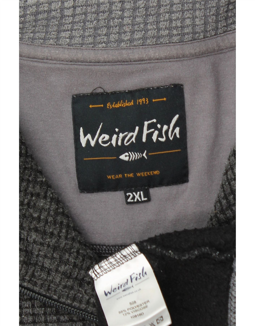 Felpa con collo con zip da uomo Weird Fish 2XL Poliestere grigio