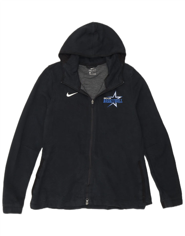 Felpa con cappuccio e zip da donna Nike UK 16 grande poliestere nero