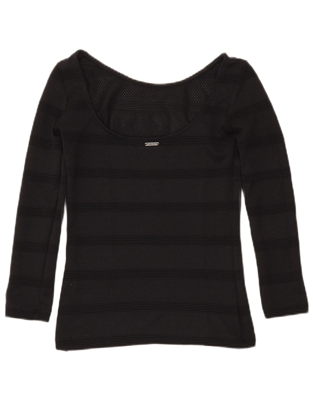 GUESS Maglione corto da donna con scollo a barca UK 4 XS Nero a righe
