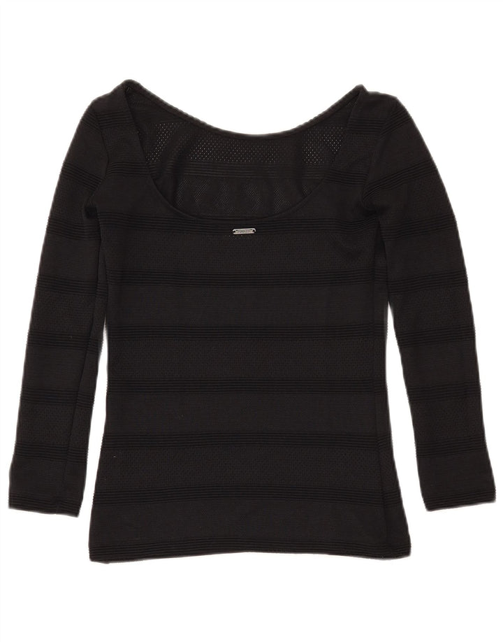 GUESS Maglione corto da donna con scollo a barca UK 4 XS Nero a righe