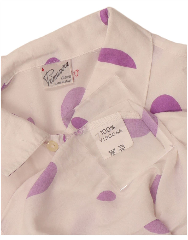 Primavera Firenze Donna Camicia Camicetta UK 14 Medio Bianco Maculato