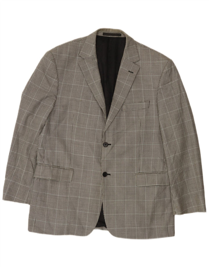Giacca blazer a 2 bottoni Marks & Spencer da uomo UK 42 grande pied de poule nero